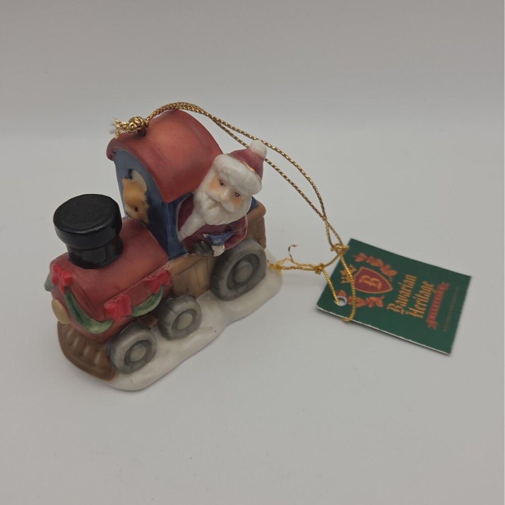 Vtg Bavarian Heritage hand-painted Train Christmas Ornament